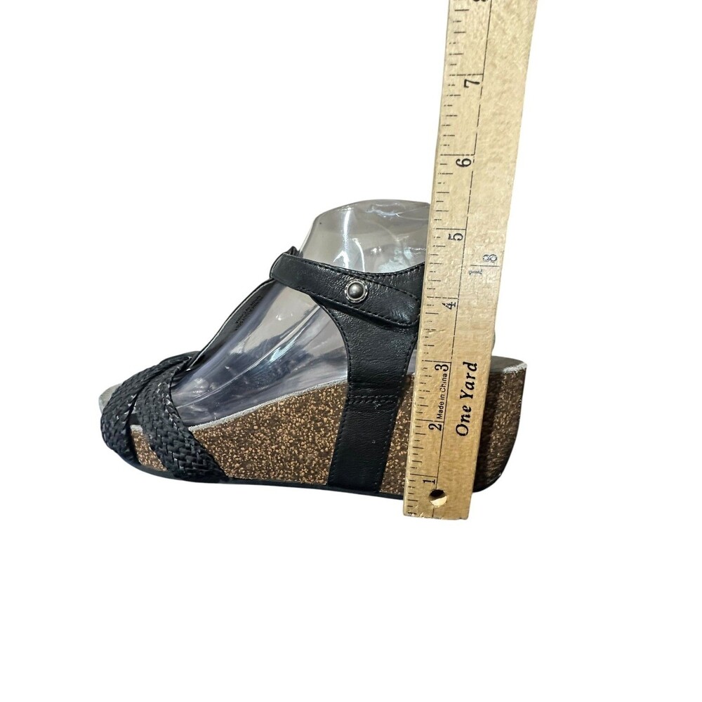 Abeo Wedge Heel Urmy T-Strap Comfort Sandals Black Leather Womens Size 10 N Boho - Picture 12 of 12